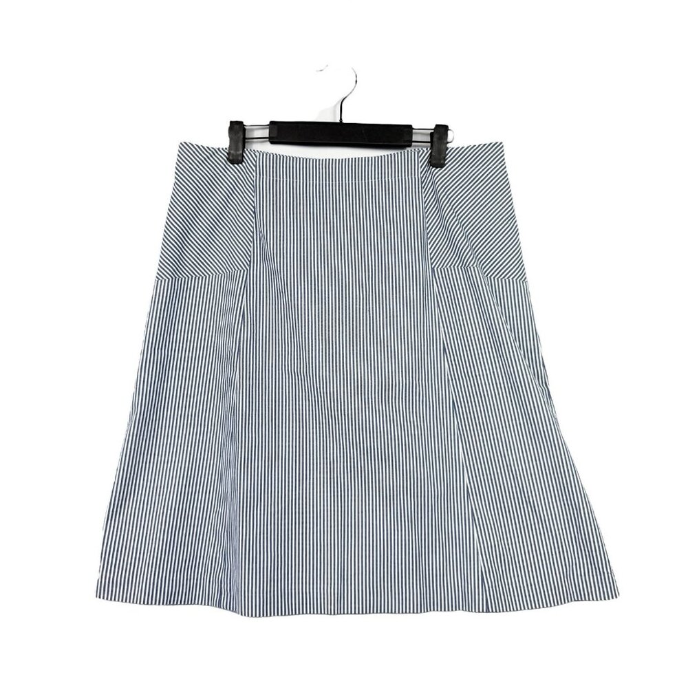 Talbots Outlet Skirt Womens Size 12 White Blue Striped Nautical Stretch Lined